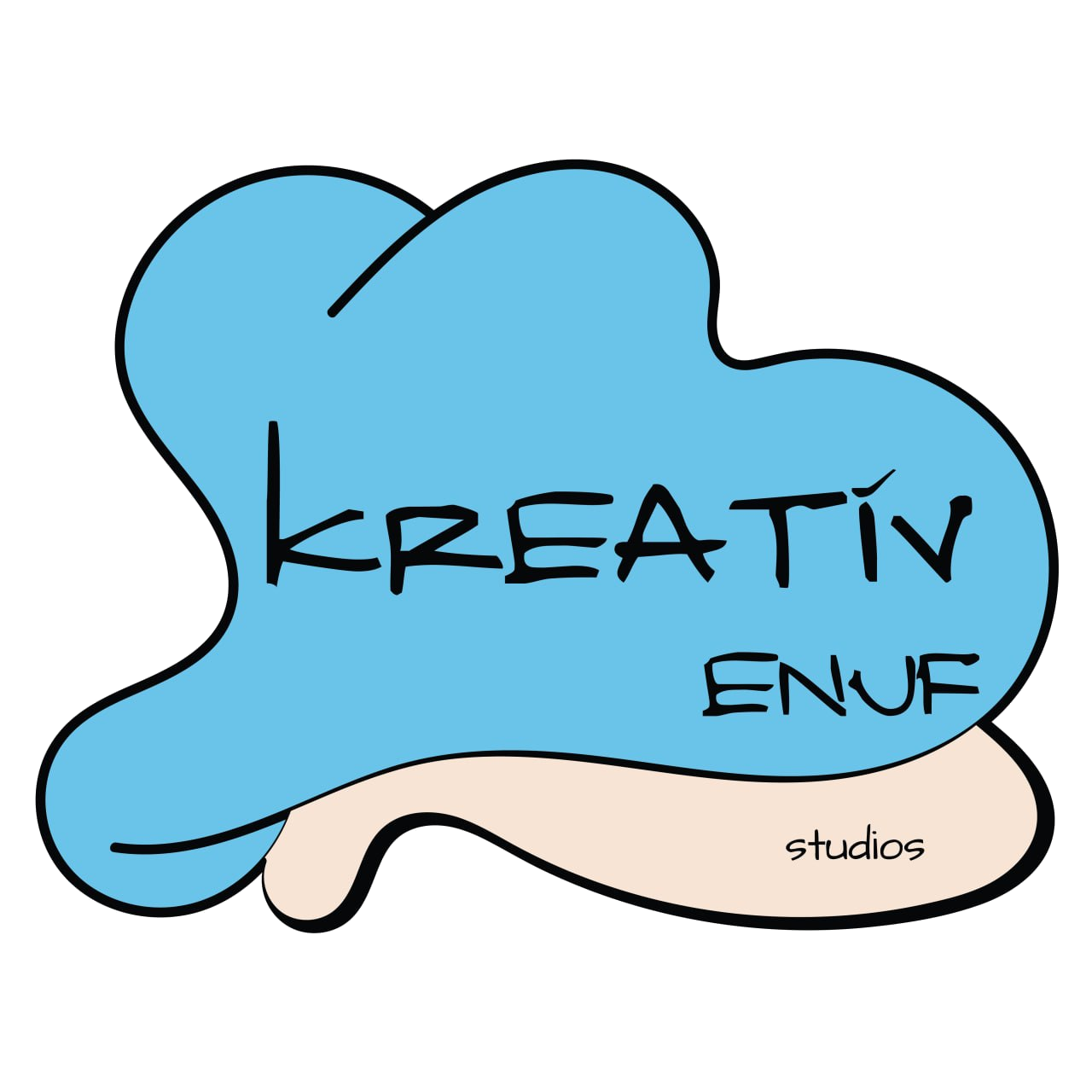 Kreativ Enuf Studios logo with text inside the central blob mark